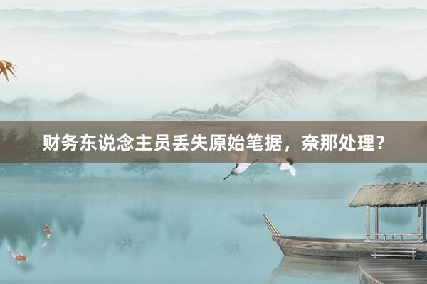 财务东说念主员丢失原始笔据,奈那处理?